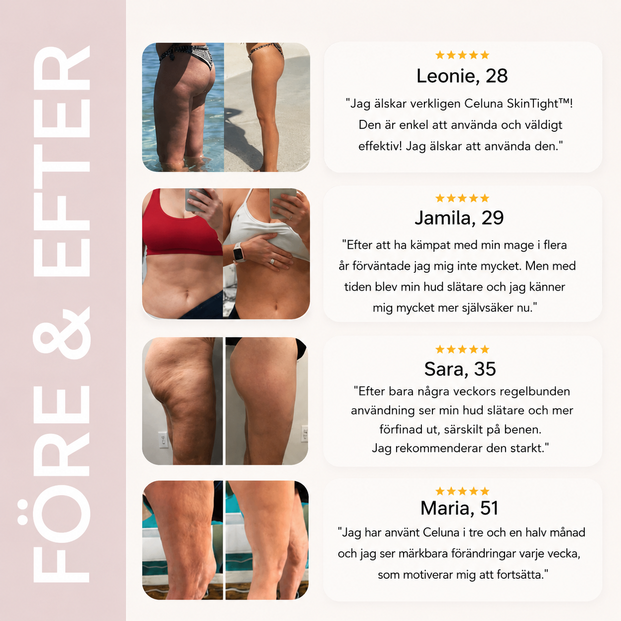 Celuna SkinTight™ - Anti-Cellulit - Minskar Sträckmärken & Cellulit för hela kroppen.